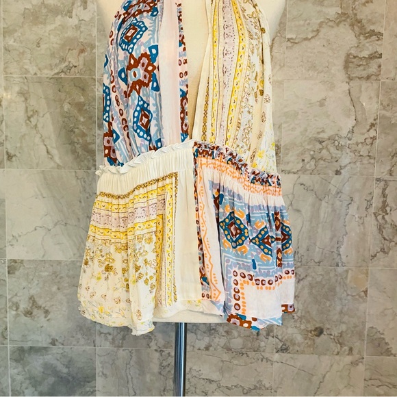 Free People Ivory Combo Bellini Patchwork Peplum Tank Top - Picture 3 of 9